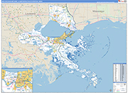 New Orleans-Metairie Metro Area Wall Map Basic Style